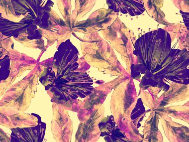 Bold Floral Print. Kızıl Arkaplanda Büyük Egzotik Kusursuz Parmak izi. Büyük Hawaii Baharı Maracuya Sonsuz Arkaplanı. Moda Kalın Çiçek Yazdırma.