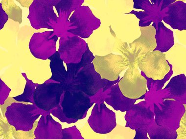 Hawaii suluboya deseni. Ultraviyole çiçekli tropikal dikişsiz iz. Hibiscus ve zakkum Hawaii 'de. Aloha mayo tasarımı. Egzotik buket moda illüstrasyonu. Suluboya yatay fayans.