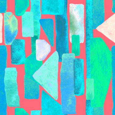 Bauhaus deseni. Çivit mavisi geometrik suluboya, soyut, dikişsiz iz. Suluboya çizgili arka plan. Kaleydoskop çizgileri. Çağdaş sanat illüstrasyonu. Bauhaus grafik tasarımı. Moda dokusu