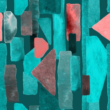 Bauhaus deseni. Çivit mavisi geometrik suluboya, soyut, dikişsiz iz. Suluboya çizgili arka plan. Kaleydoskop çizgileri. Çağdaş sanat illüstrasyonu. Bauhaus grafik tasarımı. Moda dokusu