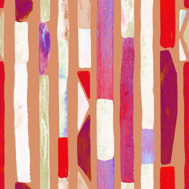 Bauhaus deseni. Pembe kırmızı geometrik, soyut, dikişsiz, sulu boya. Suluboya çizgili arka plan. Kaleydoskop çizgileri. Çağdaş sanat illüstrasyonu. Bauhaus grafik tasarımı. Moda dokusu