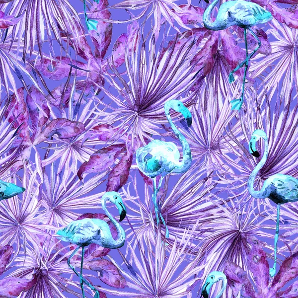 Flamingo Patroon Tropische Zomer Ultraviolette Print Exotische Lente Textiel Achtergrond — Stockfoto