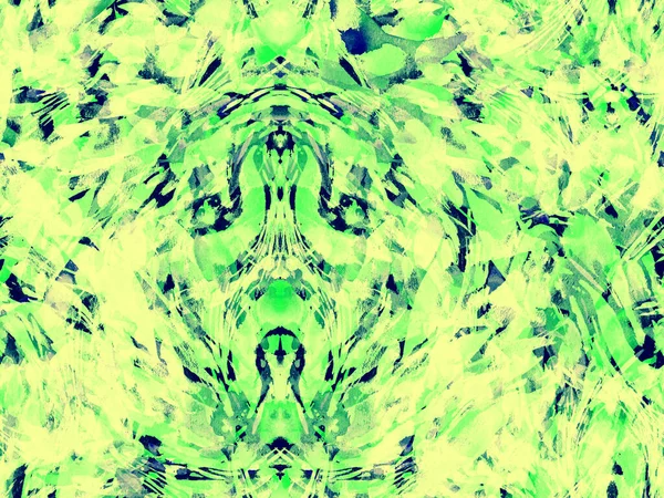 Boho Kalejdoskop Abstrakt Sömlös Mönster Grön Blå Etnisk Struktur Akvarell — Stockfoto