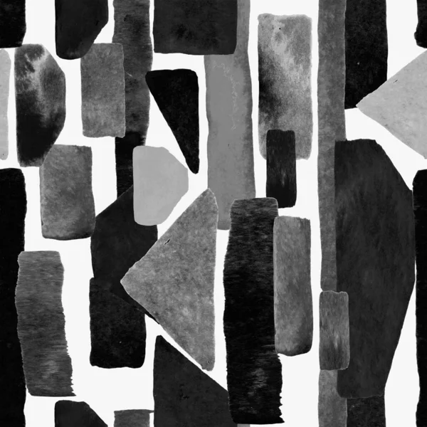 Padrão Bauhaus Impressão Sem Costura Abstrata Aquarela Geométrica Preto Branco — Fotografia de Stock
