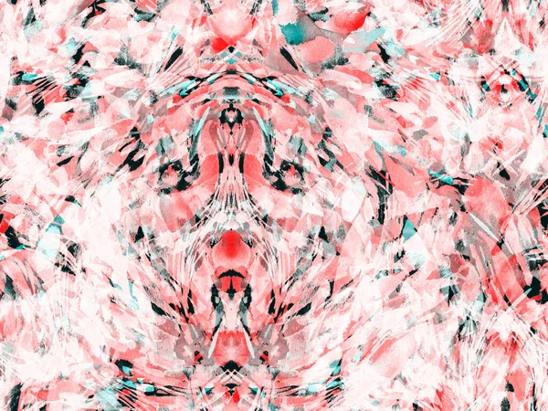 Boho Kalejdoskop Abstrakt Sömlös Mönster Rosa Röd Etnisk Struktur Akvarell — Stockfoto