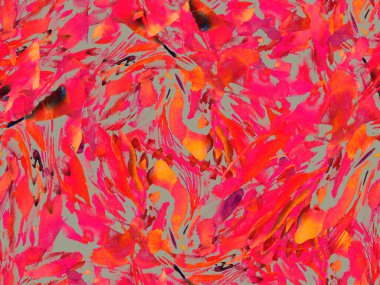 Boho kaleydoskop soyut, kusursuz desen. Pembe kırmızı etnik doku. Suluboya bohem Fas baskısı. Mayo, suluboya, soyut kravat, iç döşeme. Fırça darbesi arka plan