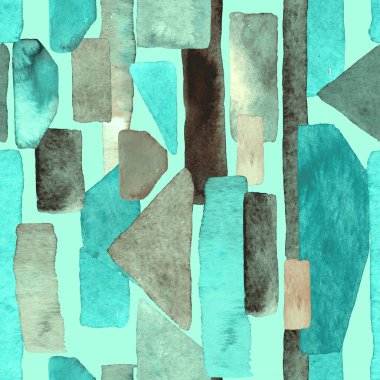 Bauhaus deseni. Yeşil geometrik, soyut, dikişsiz, sulu boya. Suluboya çizgili arka plan. Kaleydoskop çizgileri. Çağdaş sanat illüstrasyonu. Bauhaus grafik tasarımı. Moda dokusu