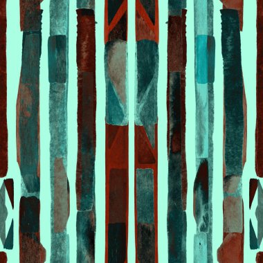 Bauhaus deseni. Çivit mavisi geometrik suluboya, soyut, dikişsiz iz. Suluboya çizgili arka plan. Kaleydoskop çizgileri. Çağdaş sanat illüstrasyonu. Bauhaus grafik tasarımı. Moda dokusu