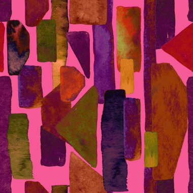 Bauhaus deseni. Pembe kırmızı geometrik, soyut, dikişsiz, sulu boya. Suluboya çizgili arka plan. Kaleydoskop çizgileri. Çağdaş sanat illüstrasyonu. Bauhaus grafik tasarımı. Moda dokusu