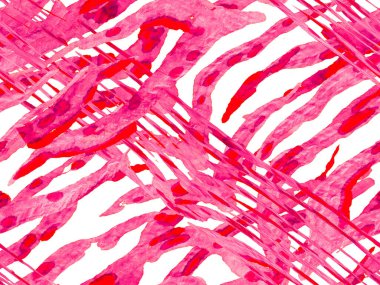 Suluboya Kamuflaj Tasarımı. Soyut Safari fayansı. Kızıl Afrika Şablonu. Çizgili, kusursuz desen. Zebra Deri İzi. Hayvan kamuflajı arka planı. Geometrik Hayvan Dokusu.