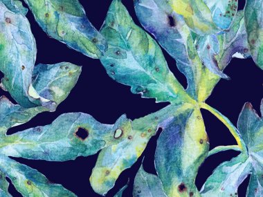 Bold Floral Print. Büyük Tropikal Kusursuz Mavi Parmak İzi, Indigo Arkaplan. Büyük Hawaii Baharı Sulu Tutku Meyvesi Sonsuz Arkaplan. Moda Kalın Çiçek Yazdırma.