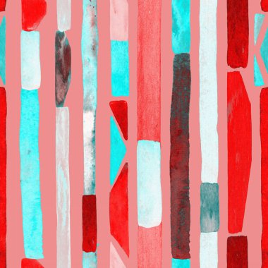 Bauhaus deseni. Pembe kırmızı geometrik, soyut, dikişsiz, sulu boya. Suluboya çizgili arka plan. Kaleydoskop çizgileri. Çağdaş sanat illüstrasyonu. Bauhaus grafik tasarımı. Moda dokusu