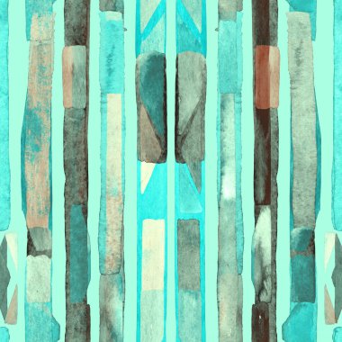 Bauhaus deseni. Yeşil geometrik, soyut, dikişsiz, sulu boya. Suluboya çizgili arka plan. Kaleydoskop çizgileri. Çağdaş sanat illüstrasyonu. Bauhaus grafik tasarımı. Moda dokusu