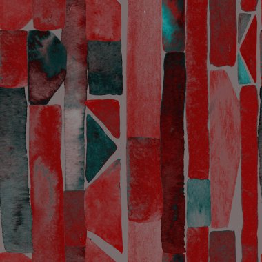 Bauhaus deseni. Pembe kırmızı geometrik, soyut, dikişsiz, sulu boya. Suluboya çizgili arka plan. Kaleydoskop çizgileri. Çağdaş sanat illüstrasyonu. Bauhaus grafik tasarımı. Moda dokusu