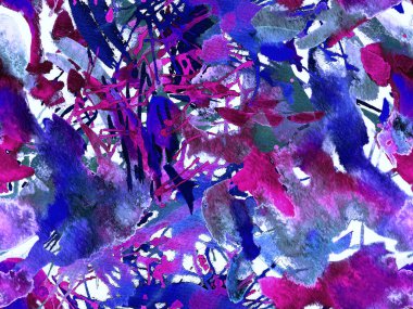 Püskürme izi yok. Mor suluboya fırça darbesi grunge tasarımı. Suluboya kaotik sıçrama boya tasarımı. Elle çizilmiş mürekkep lekeleri. Toprak sıçrama deseni. Sıvı damlayan fırça sonsuz iz. 