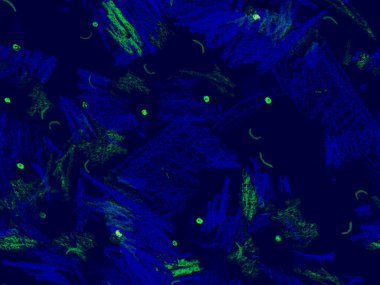Güzel pastel boya dokusu. Mavi 'de Şirin Büyük Çağdaş Geometrik Desen Yatay Şablon için İndigo Arkaplanı. Büyük Çağdaş Küçük Yazdırma. Moda Boya Dokusu.