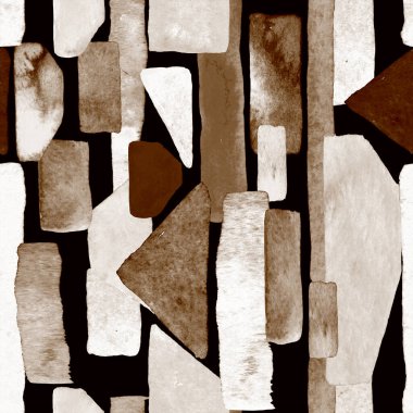 Bauhaus deseni. Koyu kahverengi geometrik, soyut, dikişsiz iz. Suluboya çizgili arka plan. Kaleydoskop çizgileri. Çağdaş sanat illüstrasyonu. Bauhaus grafik tasarımı. Moda dokusu