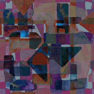 Bauhaus deseni. Çivit mavisi geometrik suluboya, soyut, dikişsiz iz. Suluboya çizgili arka plan. Kaleydoskop çizgileri. Çağdaş sanat illüstrasyonu. Bauhaus grafik tasarımı. Moda dokusu