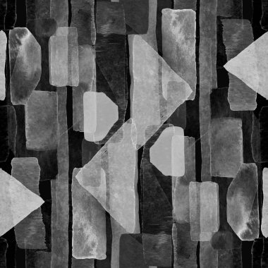Bauhaus deseni. Siyah ve beyaz geometrik, soyut, dikişsiz, sulu boya. Suluboya çizgili arka plan. Kaleydoskop çizgileri. Çağdaş sanat illüstrasyonu. Bauhaus grafik tasarımı. Moda dokusu