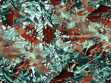 Sıvı, pürüzsüz desen. Yeşil suluboya fırça darbesi grunge tasarımı. Suluboya kaotik sıçrama boya tasarımı. Kademeli mürekkep lekeleri. Çamur tabakası. Sıvı damlayan fırça sonsuz iz.