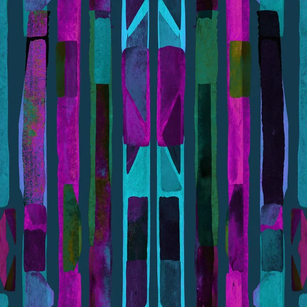 Patrón Bauhaus Indigo Azul Geométrico Acuarela Abstracta Impresión Sin Costura — Foto de Stock