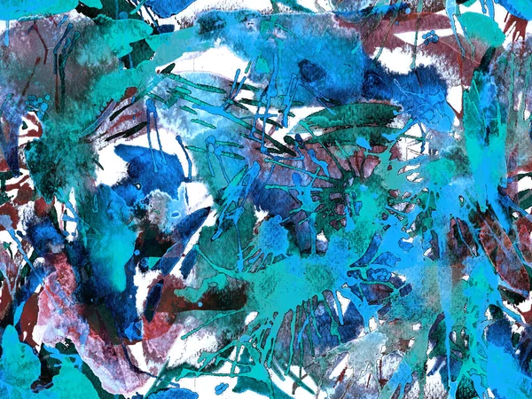 Splatter seamless pattern. Blue watercolor brush stroke grunge design. Watercolour abstract splash paint design. Hand drawn ink blots. Dirt splat pattern. Liquid drip brush endless print.