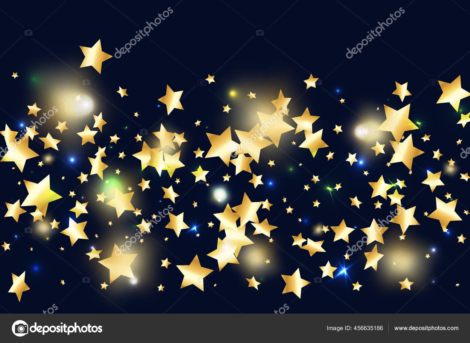 Confiti Estrella Dorada Sobre Fondo Negro Bañera Brillante Voladora  Vacaciones Vector de stock #456635186 de ©ExoticVector, image size:1600x1167