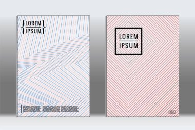 Minimum pankart. Vektör geometrik kaplama. Hippi modası rapor şablonu. Fütürist çizgi gradyan grafik tasarım broşürleri. Moda düzeni asgari düzeyde. Çizgili pankartlar. Retro pankart dizayn seti.