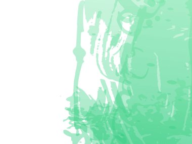 Suluboya desenli arka plan. Yeşil ve Aqua Menthe soyut sıvı sıçraması. Beyaz Platform 'da ıssız bir sıçrama. Vektör Fırça Vuruşu. Satış Banner Fırça darbesi. Gradyan Boya Fırçası.