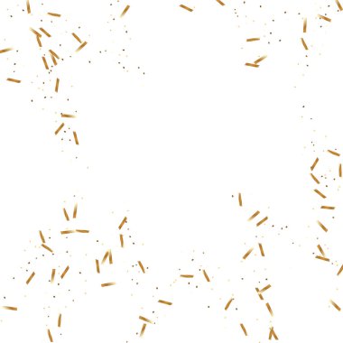  Altın konfetileri, kurdeleler. Parıldıyor. Bokeh geçmişi. Soyut altın yıldönümü davetiye şablonu. Düğün konsepti kartı. Uçan soyut parçacıklar. Patlama kutlama kartı.