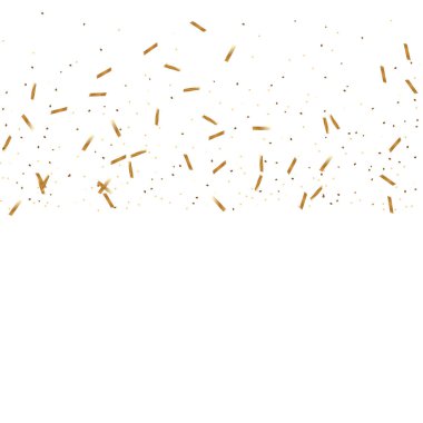  Altın konfetileri, kurdeleler. Parıldıyor. Bokeh geçmişi. Soyut altın yıldönümü davetiye şablonu. Düğün konsepti kartı. Uçan soyut parçacıklar. Patlama kutlama kartı.