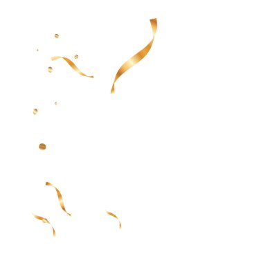  Altın konfetileri, kurdeleler. Parıldıyor. Bokeh geçmişi. Soyut altın yıldönümü davetiye şablonu. Düğün konsepti kartı. Uçan soyut parçacıklar. Patlama kutlama kartı.