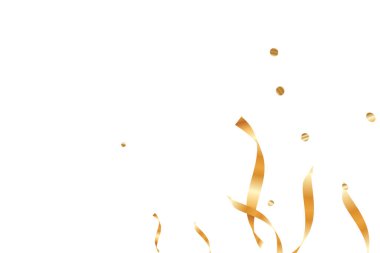  Altın konfetileri, kurdeleler. Parıldıyor. Bokeh geçmişi. Soyut altın yıldönümü davetiye şablonu. Düğün konsepti kartı. Uçan soyut parçacıklar. Patlama kutlama kartı.