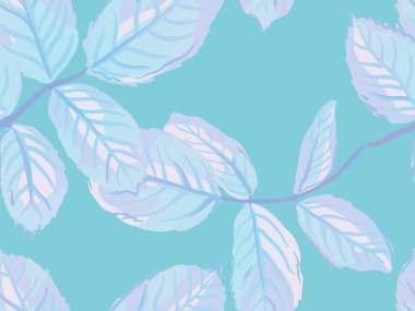 Romantik Botanik Vektör Geçmişi. Tekrarlanan Bahar Şakayığı Duvar Kağıdı. Rose Leaves Leamless Destern 'de. Yaz Tekstil Tasarımı. Boyalı İngiliz Yaprak Örnekleri Koleksiyonu. Aqua Menthe ve Yeşil