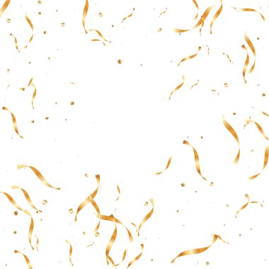  Altın konfetileri, kurdeleler. Parıldıyor. Bokeh geçmişi. Soyut altın yıldönümü davetiye şablonu. Düğün konsepti kartı. Uçan soyut parçacıklar. Patlama kutlama kartı.