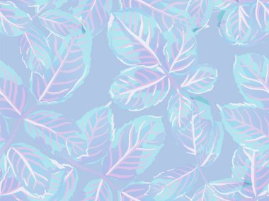 Tekrarlanan Bahar Şakayığı Duvar Kağıdı. Yaz Tekstil Tasarımı. Boyalı İngiliz Yaprak Örnekleri Koleksiyonu. Rose Leaves Leamless Destern 'de. Aqua Menthe ve Yeşil Romantik Botanik Vektör Arkaplanı.