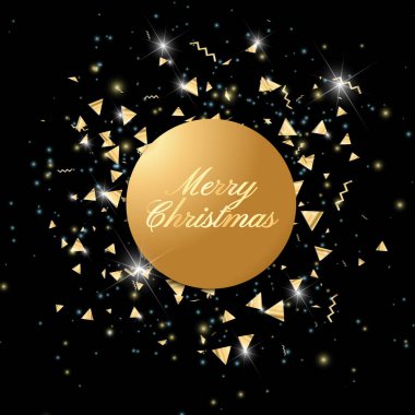 2021 Mutlu Noeller bayrağı. Parlak Parti Geçmişi. Xmas hediyesi. Parlak dekorasyon. Parlayan Altın Konfeti. İzole edilmiş Vektör. Tatil tebrik kartı mı? Düşen Konfeti. Xmas kutlaması. 2021 Yeni Yıl.