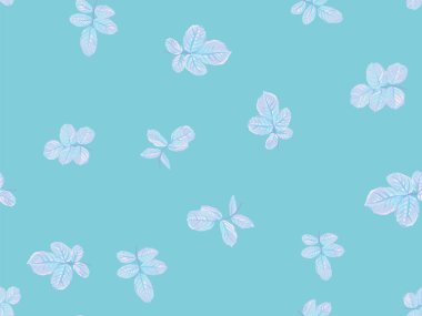 Rose Leaves Leamless Destern 'de. Tekrarlanan Bahar Şakayığı Duvar Kağıdı. Yaz Tekstil Tasarımı. Romantik Botanik Vektör Geçmişi. Aqua Menthe ve Yeşil Boyalı İngiliz Gül Yaprağı Örnekleri Koleksiyonu.