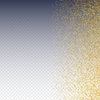 Şeffaf Arkaplanda Altın Konfeti. İzole edilmiş Altın Toz Parçacıkları. Vector Round Bokeh. Geometrik Yıldönümü Arkaplanı. Rastgele Gelin Arkaplanı. Folyo Sınırı. Soyut Parlak Doğumgünü Kartı.