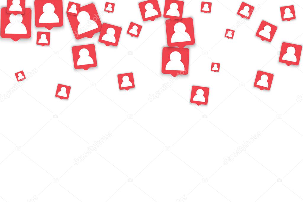 wallpaper with red user icons isolated on white background