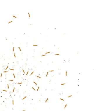  Altın konfetileri, kurdeleler. Parıldıyor. Bokeh geçmişi. Soyut altın yıldönümü davetiye şablonu. Düğün konsepti kartı. Uçan soyut parçacıklar. Patlama kutlama kartı.