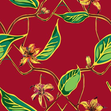 Yeşil, kırmızı ve sarı limonlu, dikişsiz desen. Basit İşaretli Kireç. Vector Summer Citrus Yazdırma. Modern El Çizimi Arkaplanı. Botanik Çizimi. Psikedelik Citron Motifi.