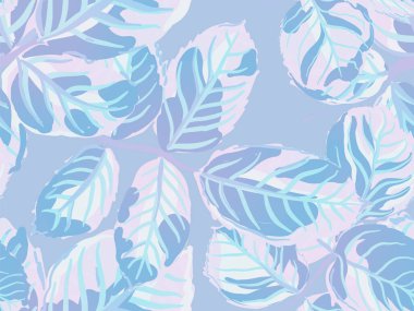 Aqua Menthe ve Yeşil Tekrarlanan Bahar Şakayık Duvar Kağıdı. Yaz Tekstil Tasarımı. Boyalı İngiliz Yaprak Örnekleri Koleksiyonu. Rose Leaves Leamless Destern 'de. Romantik Botanik Vektör Arkaplanı.