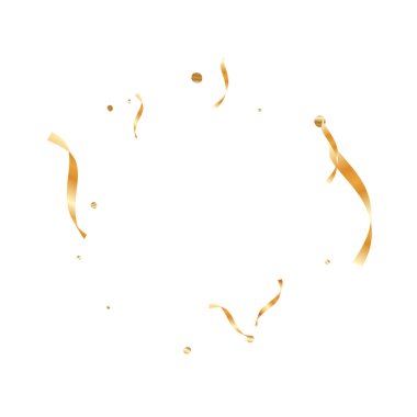  Altın konfetileri, kurdeleler. Parıldıyor. Bokeh geçmişi. Soyut altın yıldönümü davetiye şablonu. Düğün konsepti kartı. Uçan soyut parçacıklar. Patlama kutlama kartı.