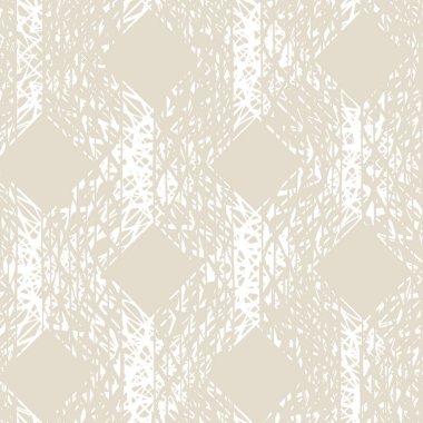 Bej ve Beyaz Vektör kusursuz şablon. Dönüşüm düzeni. Ink grunge ızgarası. Elle çizilmiş kusursuz kontrol kalıbı. Etnik ekoseli grafiksel arka plan. Kusursuz şablon arkaplanı.