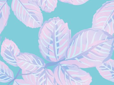 Aqua Menthe ve Yeşil Gül Yapraksız Kalıp. Yaz Tekstil Tasarımı. Boyalı İngiliz Yaprak Örnekleri Koleksiyonu. Romantik Botanik Vektör Geçmişi. Tekrarlanan Bahar Şakayık Duvar Kağıdı.