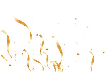  Altın konfetileri, kurdeleler. Parıldıyor. Bokeh geçmişi. Soyut altın yıldönümü davetiye şablonu. Düğün konsepti kartı. Uçan soyut parçacıklar. Patlama kutlama kartı.