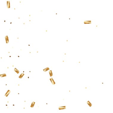  Altın konfetileri, kurdeleler. Parıldıyor. Bokeh geçmişi. Soyut altın yıldönümü davetiye şablonu. Düğün konsepti kartı. Uçan soyut parçacıklar. Patlama kutlama kartı.