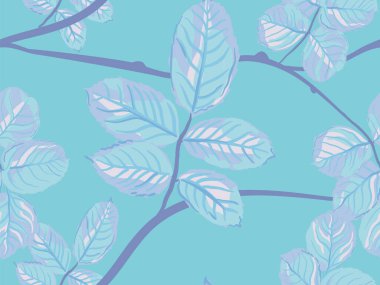 Tekrarlanan Bahar Şakayığı Duvar Kağıdı. Aqua Menthe ve Yeşil Romantik Botanik Vektör Geçmişi. Rose Leaves Leamless Destern 'de. Yaz Tekstil Tasarımı. Boyalı İngiliz Yaprak Örnekleri Koleksiyonu.