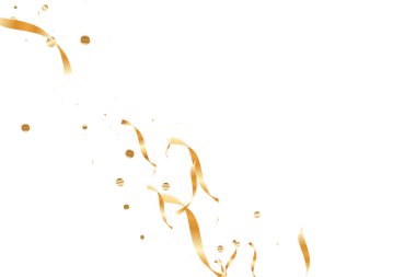  Altın konfetileri, kurdeleler. Parıldıyor. Bokeh geçmişi. Soyut altın yıldönümü davetiye şablonu. Düğün konsepti kartı. Uçan soyut parçacıklar. Patlama kutlama kartı.